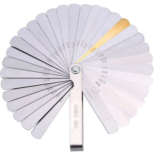 32 Blades Feeler Gauge Stainless Steel Dual Marked Metric and Imperial Gap Measuring Tool for Guitar Bass - 1