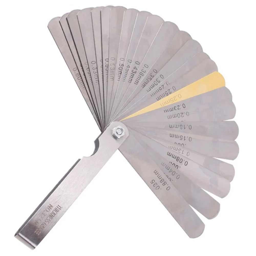 32 Blades Feeler Gauge Stainless Steel Dual Marked Metric and Imperial Gap Measuring Tool for Guitar Bass - 2