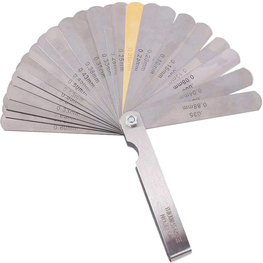 32 Blades Feeler Gauge Stainless Steel Dual Marked Metric and Imperial Gap Measuring Tool for Guitar Bass - 3