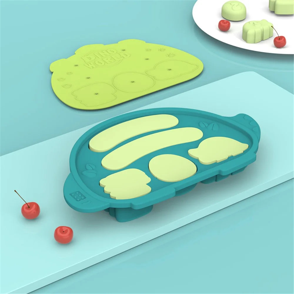 HOGOKIDS Silicone Sausage Maker Dinosaur Shape Steamed Pastry Mold with Lid ST (BPA Free, No FDA Certificate) - Green - 1