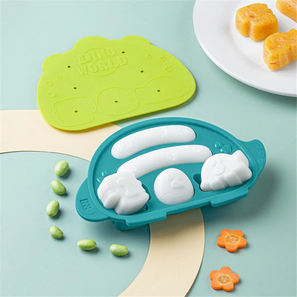 HOGOKIDS Silicone Sausage Maker Dinosaur Shape Steamed Pastry Mold with Lid ST (BPA Free, No FDA Certificate) - Green - 3