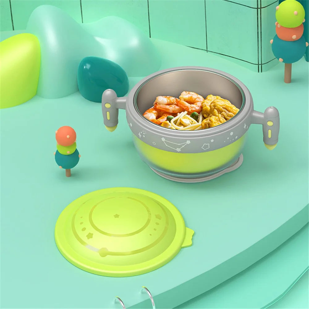 HOGOKIDS 400ml Injection Hot Water Insulation Kids Warm Tableware Food Warming Bowl ST (BPA Free, No FDA Certificate) - Green - 2