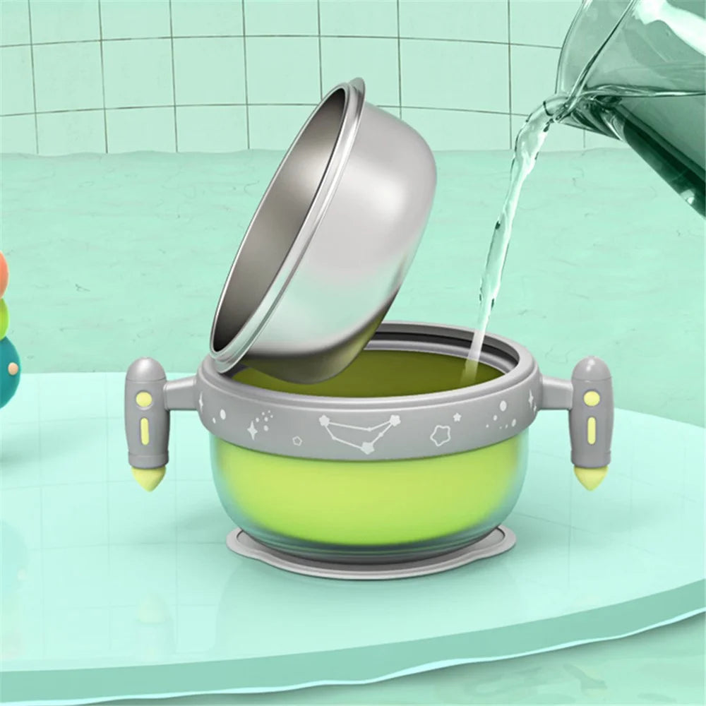 HOGOKIDS 400ml Injection Hot Water Insulation Kids Warm Tableware Food Warming Bowl ST (BPA Free, No FDA Certificate) - Green - 3