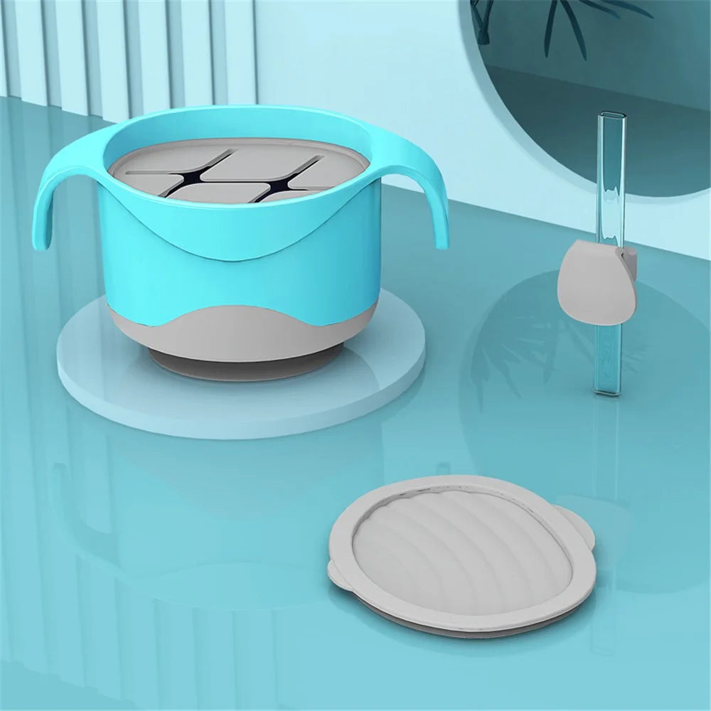 HOGOKIDS Baby Bowl Set with Straw Silicone +TPE+PP Suction Bowl Self-Feeding Eating Utensils (No FDA, BPA-Free) - Blue - 2