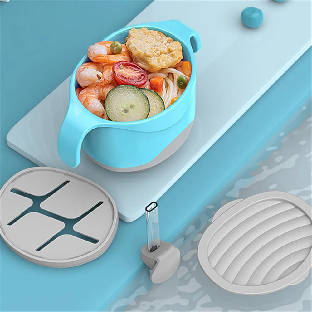 HOGOKIDS Baby Bowl Set with Straw Silicone +TPE+PP Suction Bowl Self-Feeding Eating Utensils (No FDA, BPA-Free) - Blue - 6