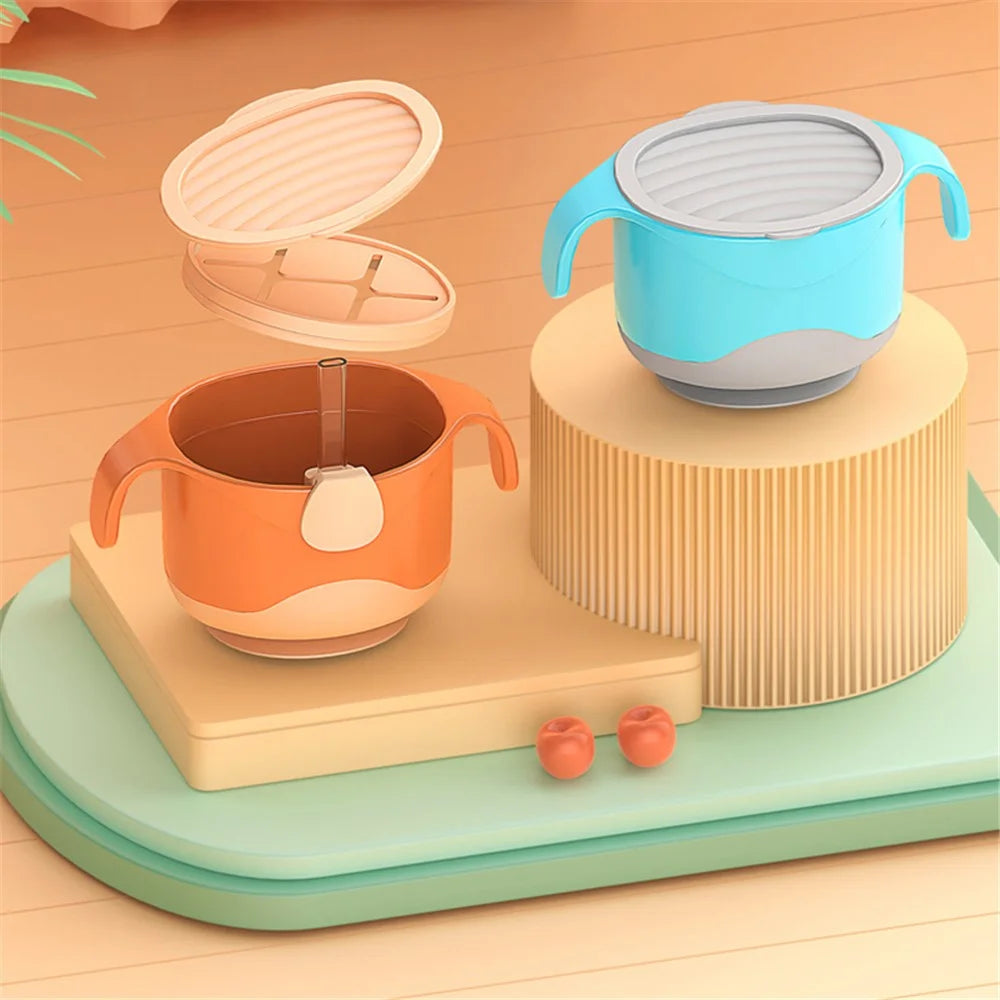 HOGOKIDS Baby Bowl Set with Straw Silicone +TPE+PP Suction Bowl Self-Feeding Eating Utensils (No FDA, BPA-Free) - Blue - 7