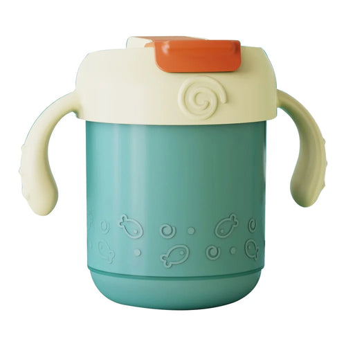 JIAYI BABY Scale Design Kids Learning Drinking Cup Stainless Steel+PP Drinking Bottle with Silicone Straw (BPA-Free, No FDA Certified) - Green - 1