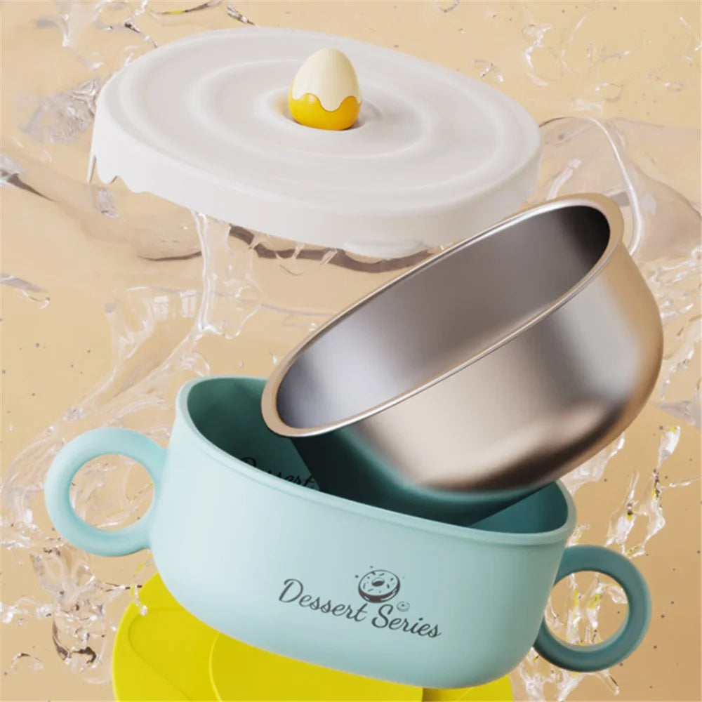 JIAYI BABY 300ml Children 316 Stainless Steel Insulation Bowl Baby Food Supplement Bowl ST (BPA Free, No FDA Certificate) - Green - 4