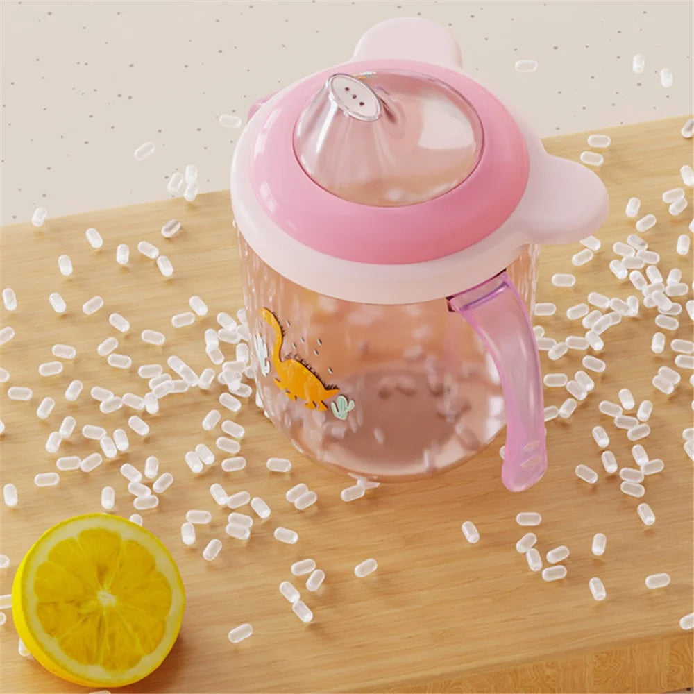 250ml Baby Feeding Cup Children Learn Drinking Bottle with Handles ST (BPA Free, No FDA Certificate) - Light Pink / Sippy Cup - 2