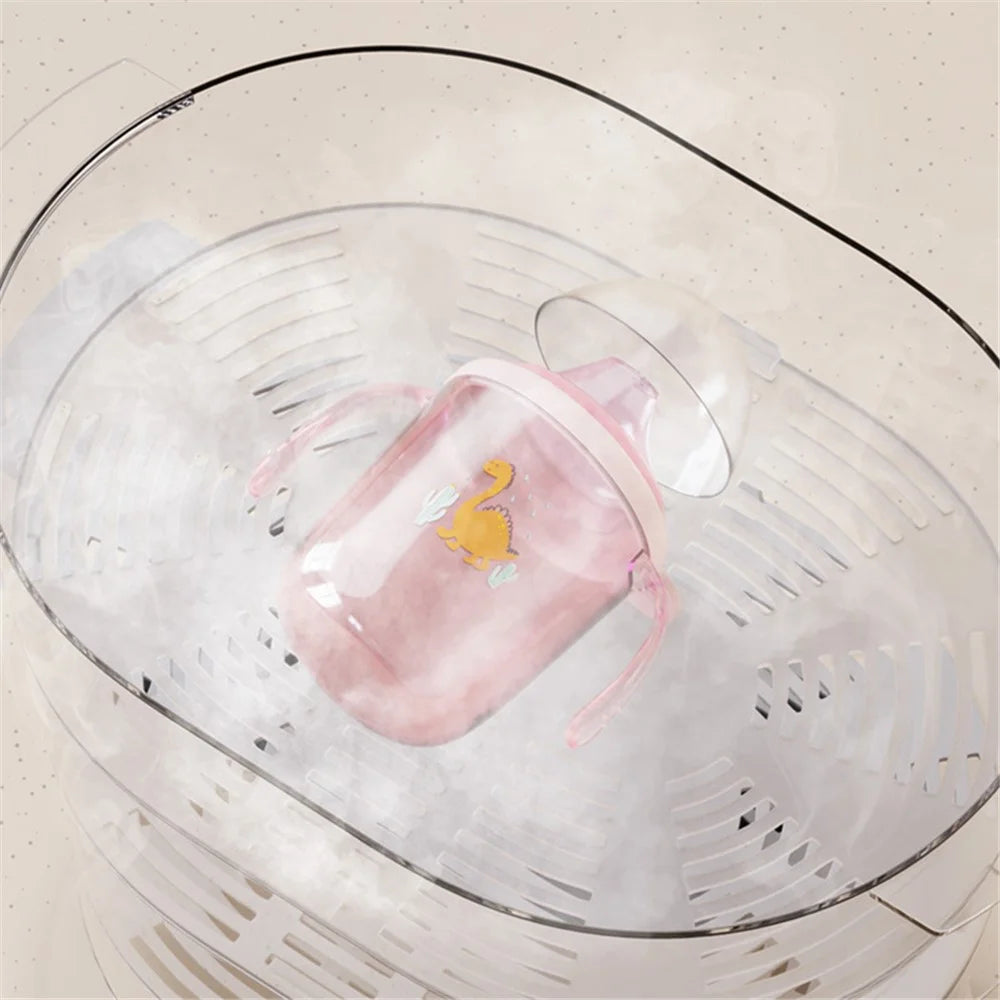250ml Baby Feeding Cup Children Learn Drinking Bottle with Handles ST (BPA Free, No FDA Certificate) - Light Pink / Sippy Cup - 3