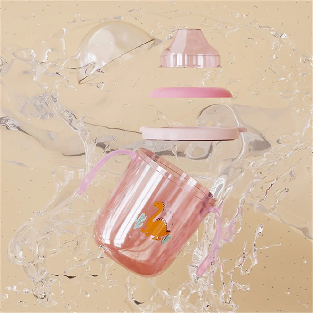 250ml Baby Feeding Cup Children Learn Drinking Bottle with Handles ST (BPA Free, No FDA Certificate) - Light Pink / Sippy Cup - 4