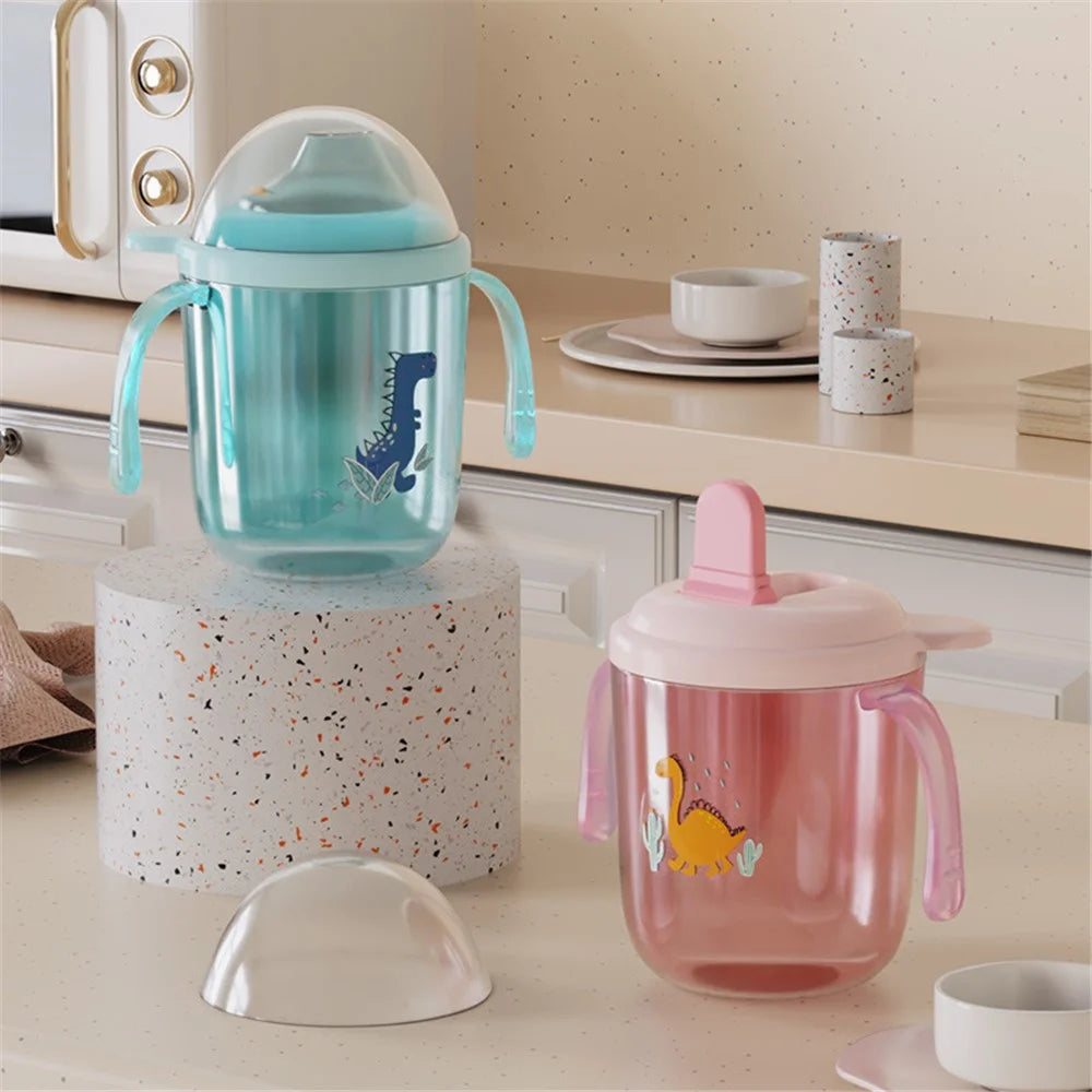 250ml Baby Feeding Cup Children Learn Drinking Bottle with Handles ST (BPA Free, No FDA Certificate) - Light Pink / Sippy Cup - 5
