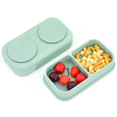2 in 1 Children Silicone Dinner Plate Box Complementary Food Baby Suction Tableware ST (BPA Free, No FDA Certificate) - Green - 1