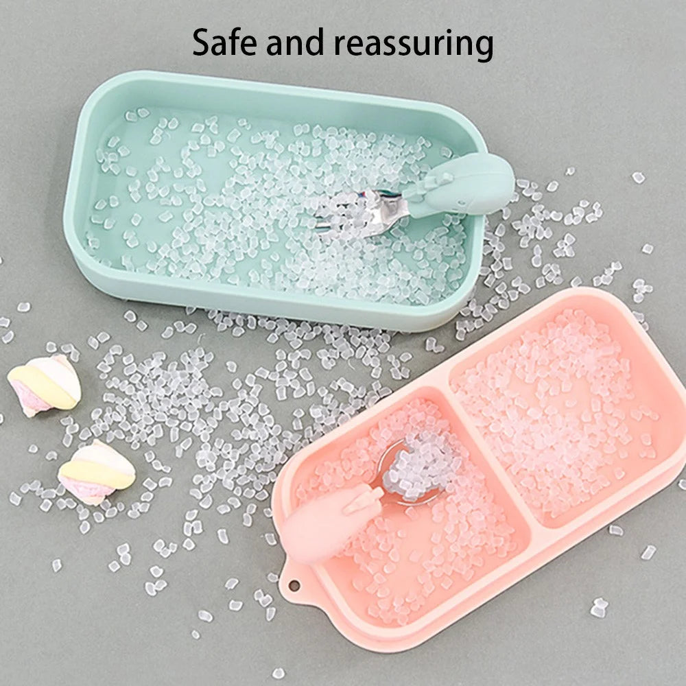 2 in 1 Children Silicone Dinner Plate Box Complementary Food Baby Suction Tableware ST (BPA Free, No FDA Certificate) - Green - 4
