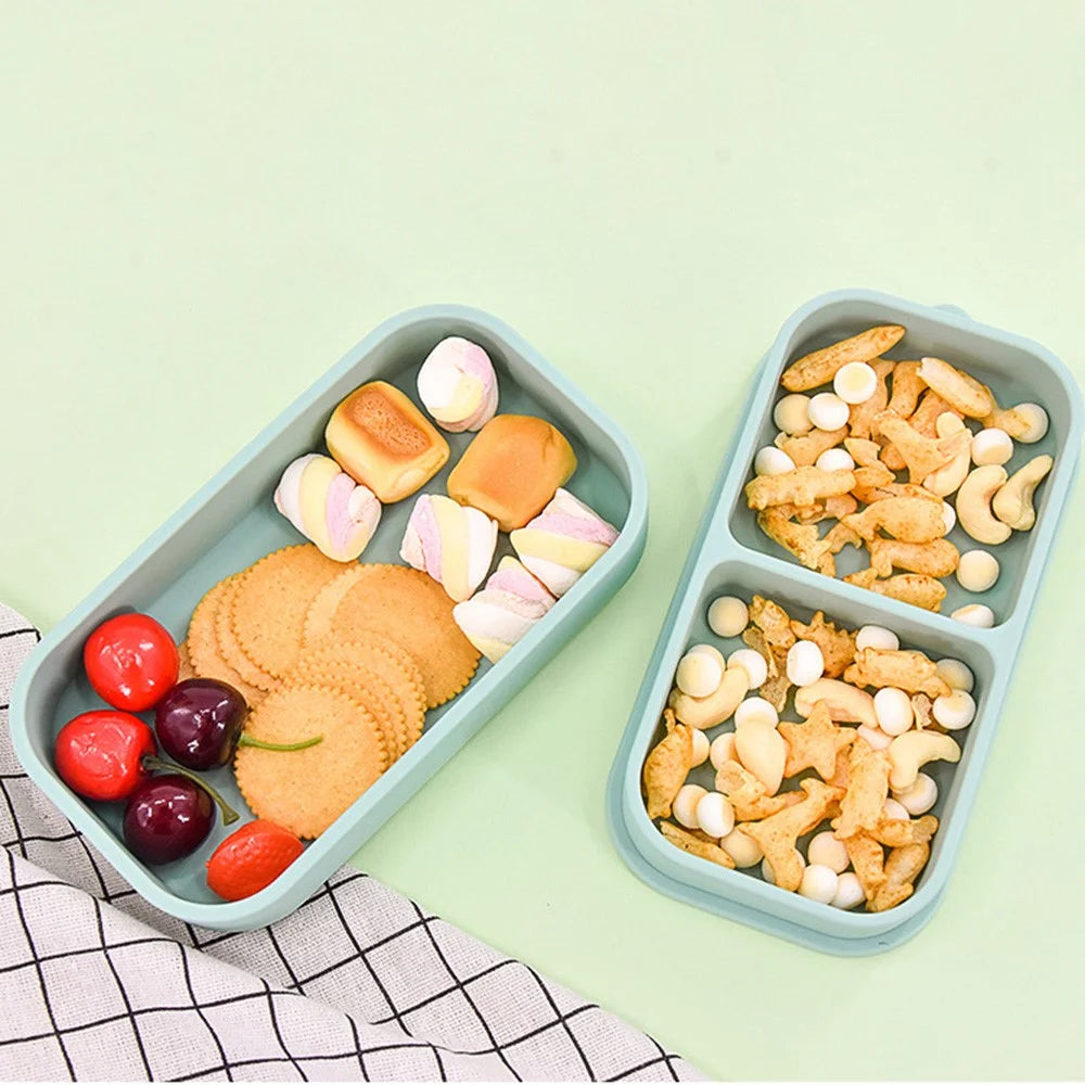 2 in 1 Children Silicone Dinner Plate Box Complementary Food Baby Suction Tableware ST (BPA Free, No FDA Certificate) - Green - 5