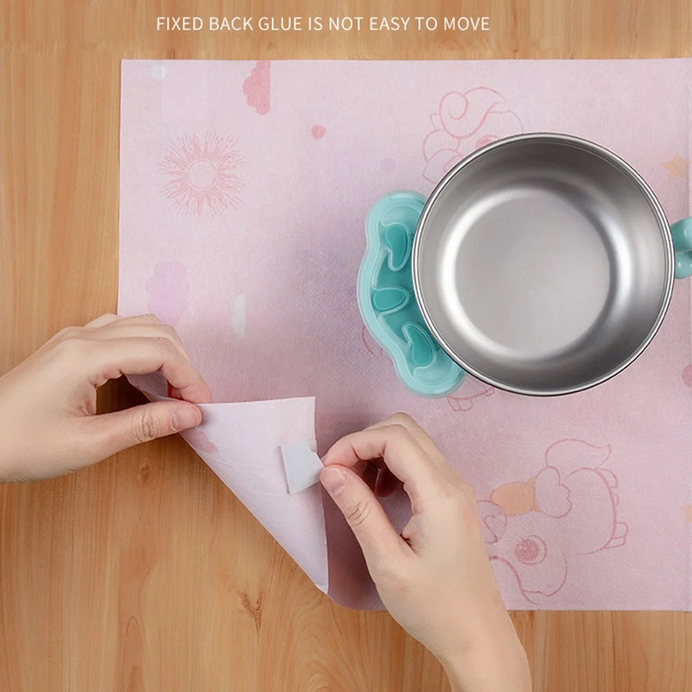 10Pcs Disposable Stick-on Placemats for Kids Baby Eating Waterproof Table Placemat ST (BPA-Free, NO FDA Certification) - Horse - 2