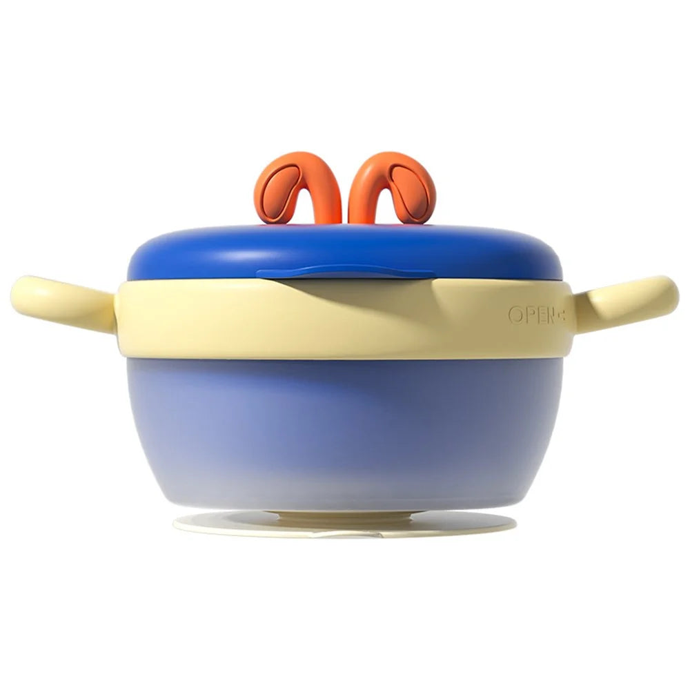 Constant Temperature Water Injection Baby Insulation Bowl Suction Cup Bowl (BPA-Free, NO FDA Certification) - Dark Blue - 1