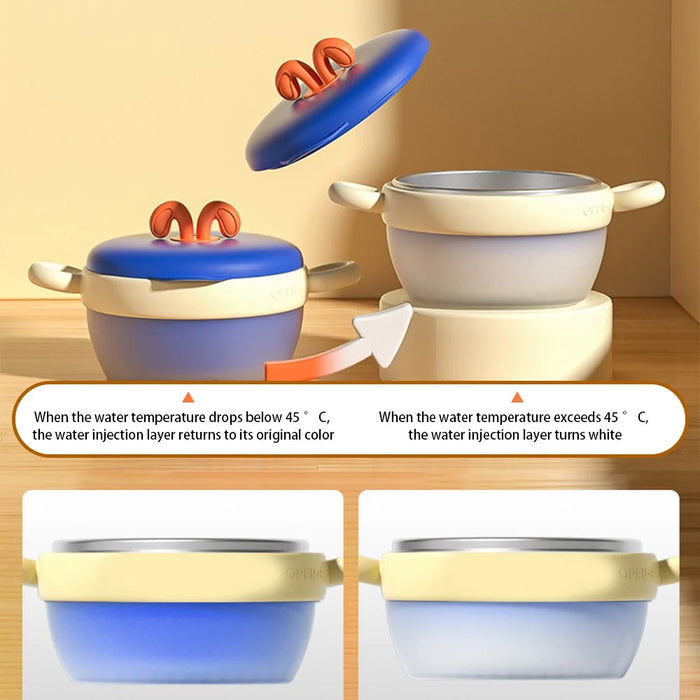 Constant Temperature Water Injection Baby Insulation Bowl Suction Cup Bowl (BPA-Free, NO FDA Certification) - Dark Blue - 2