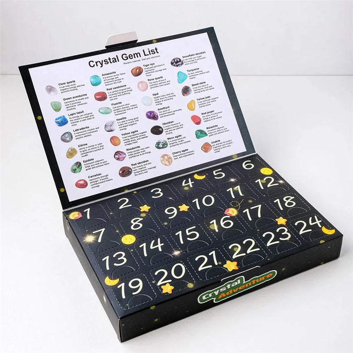 24-Grid Natural Crystal Raw Stone Crystal Gem Specimens Kids Gift Blind Box - Raw Shape+Sleek Shape - 2
