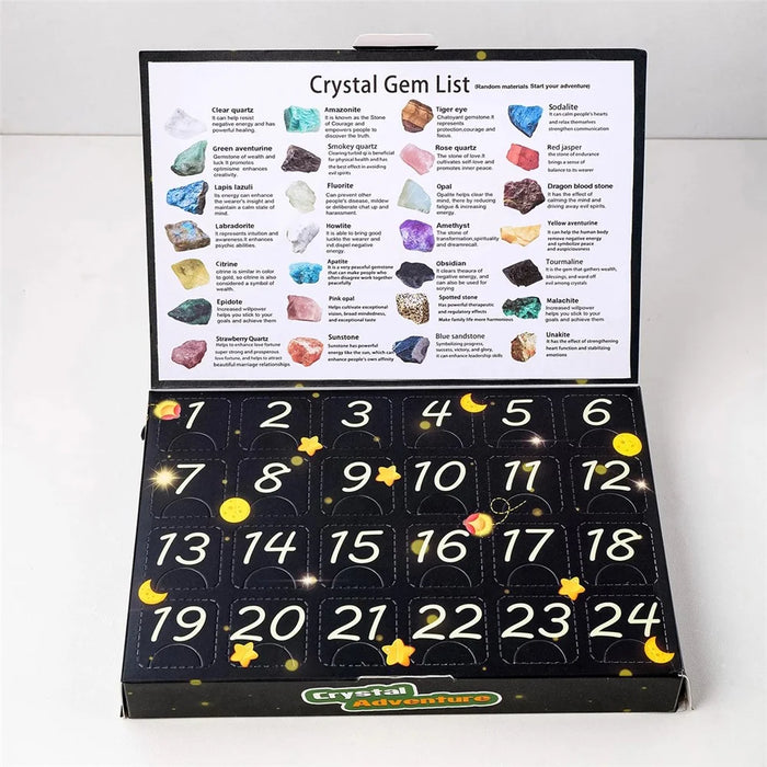 24-Grid Natural Crystal Raw Stone Crystal Gem Specimens Kids Gift Blind Box - Raw Shape+Sleek Shape - 3