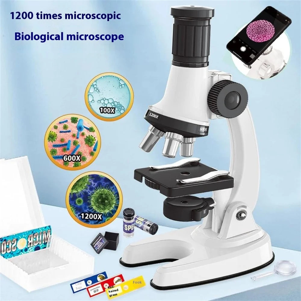 C2227A Kids Microscope Kit 1200x Magnification Kids Beginner Microscope Science Education Experiments - 2