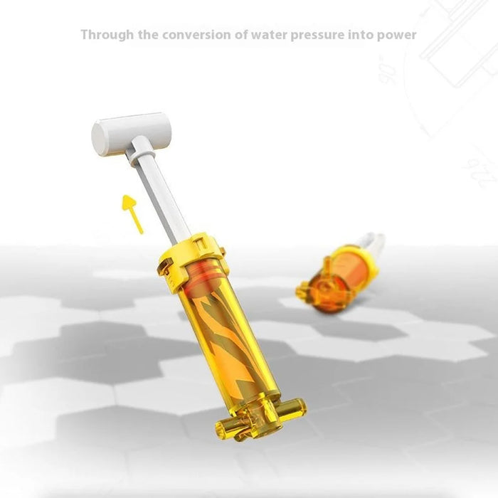 DIY 3 in 1 Assembled Explore Kids Hydraulic Robot Mechanical Arm Science Experiment Puzzle Toy - Grey + Yellow - 4