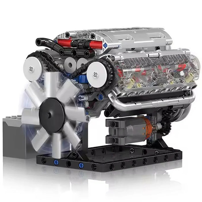 10088 V8 Engine Model Kit with Electric Power DIY Assembly Educational Toy for Kids  /  Car Enthusiasts - 1