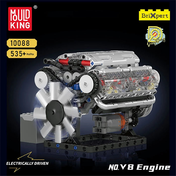 10088 V8 Engine Model Kit with Electric Power DIY Assembly Educational Toy for Kids  /  Car Enthusiasts - 2