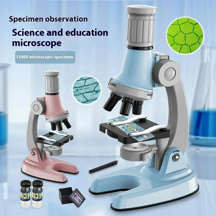 3301 STEM Educational Microscope Toy 100X / 600X / 1200X Magnification Science Kit Biology Experiment Equipment - Pink - 2