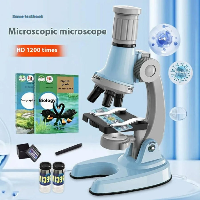 3301 STEM Educational Microscope Toy 100X / 600X / 1200X Magnification Science Kit Biology Experiment Equipment - Pink - 5