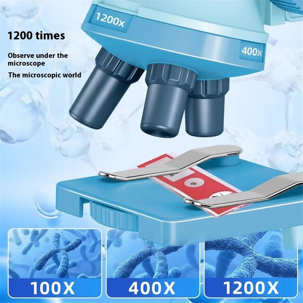 C2501 Children Calibrated 1200X Microscope Educational Toy STEM Optical Science Kit for Biology Experiments - Coffee - 4