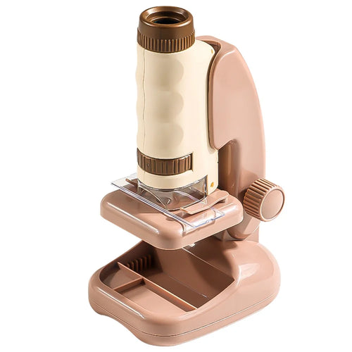 2507 Portable Handheld Microscope with Stand for Kids 180X Magnification STEM Optical Microscope Educational Tool - Brown - 1
