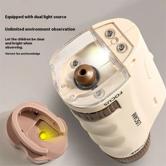 2507 Portable Handheld Microscope with Stand for Kids 180X Magnification STEM Optical Microscope Educational Tool - Brown - 5