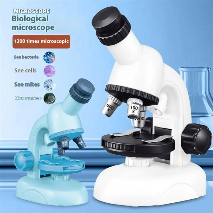 C2504 STEM Microscope for Elementary Middle School Students 1200x Magnification Science Experiment Kit Educational Toy Set - Blue - 2