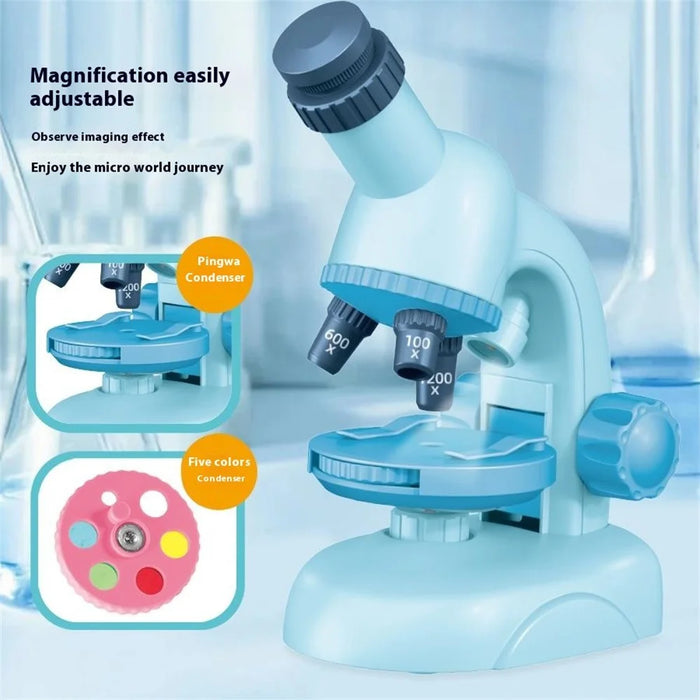 C2504 STEM Microscope for Elementary Middle School Students 1200x Magnification Science Experiment Kit Educational Toy Set - Blue - 3