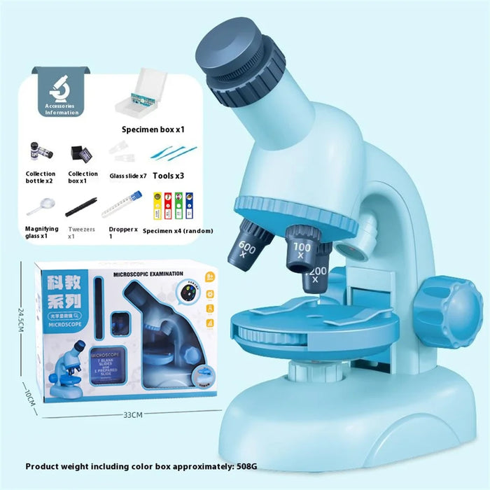 C2504 STEM Microscope for Elementary Middle School Students 1200x Magnification Science Experiment Kit Educational Toy Set - Blue - 6