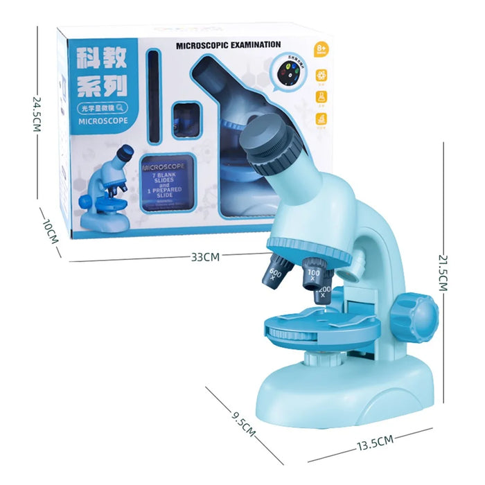 C2504 STEM Microscope for Elementary Middle School Students 1200x Magnification Science Experiment Kit Educational Toy Set - Blue - 7