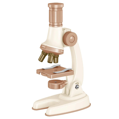 C2502U Kids Microscope Set 1200x Magnification Educational Science Toy STEM Learning Optical Kit for Biology Experiments - Beige - 1