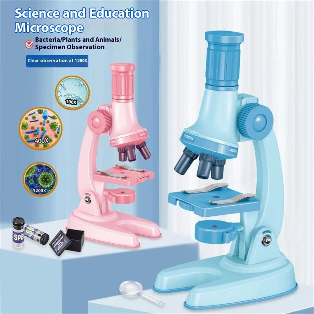 C2502U Kids Microscope Set 1200x Magnification Educational Science Toy STEM Learning Optical Kit for Biology Experiments - Beige - 3