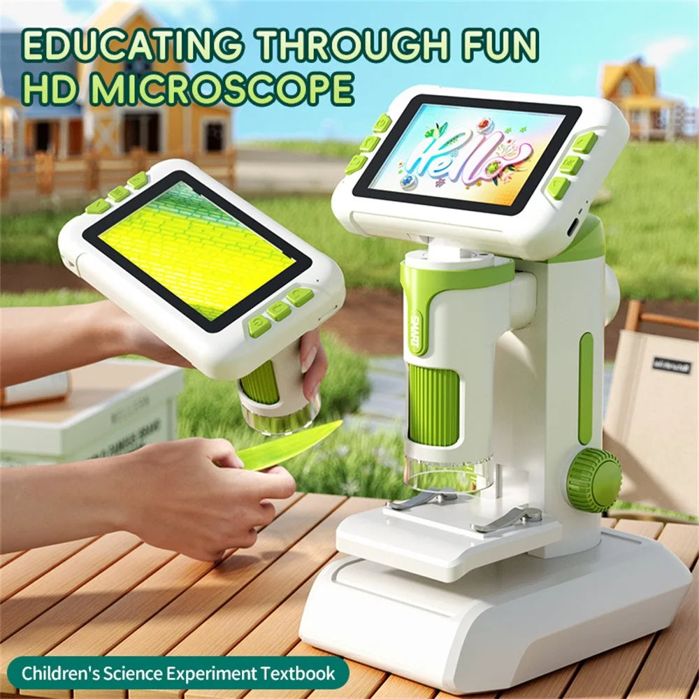 P01 4.0 inch HD Digital Microscope Science Experiment Kit Gift for Children Photo Video Capture Object Observation - Green - 3