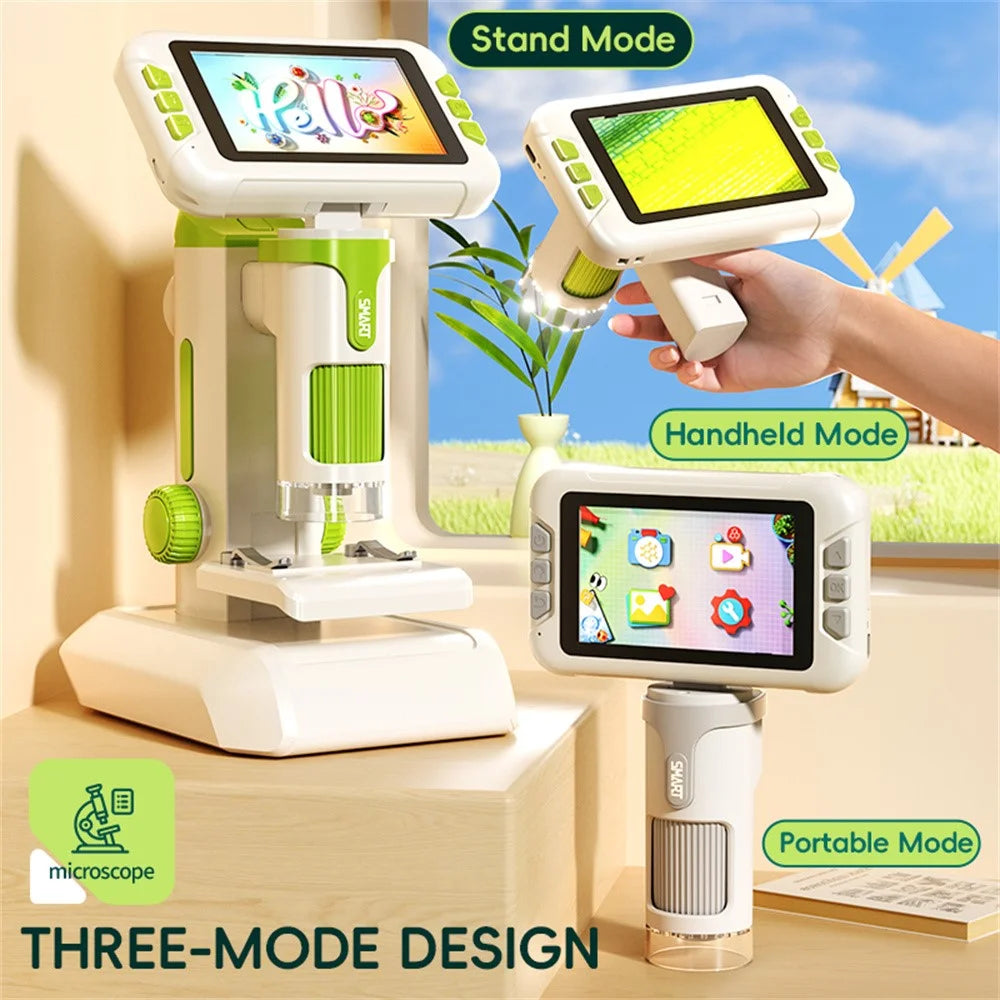 P01 4.0 inch HD Digital Microscope Science Experiment Kit Gift for Children Photo Video Capture Object Observation - Green - 4