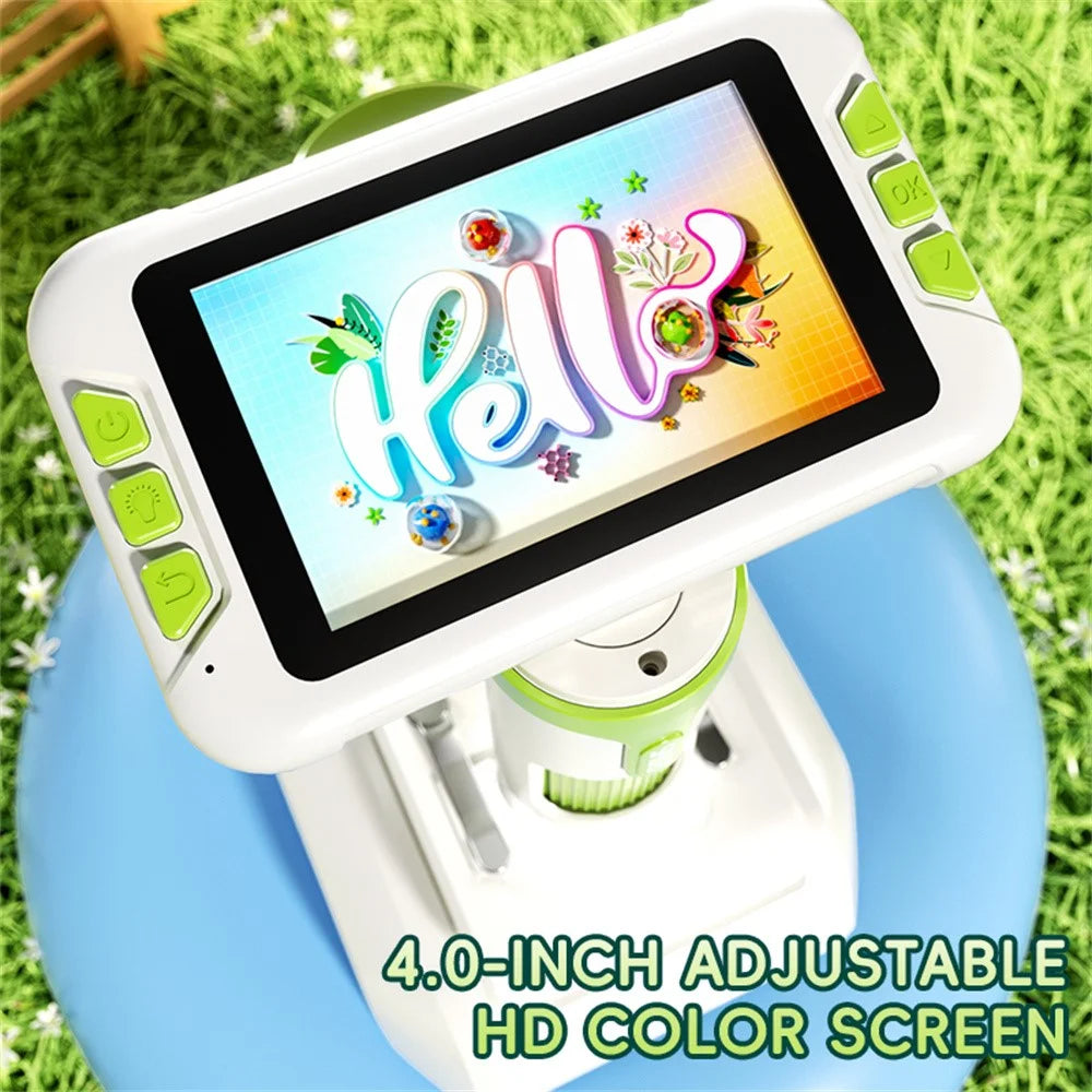 P01 4.0 inch HD Digital Microscope Science Experiment Kit Gift for Children Photo Video Capture Object Observation - Green - 5