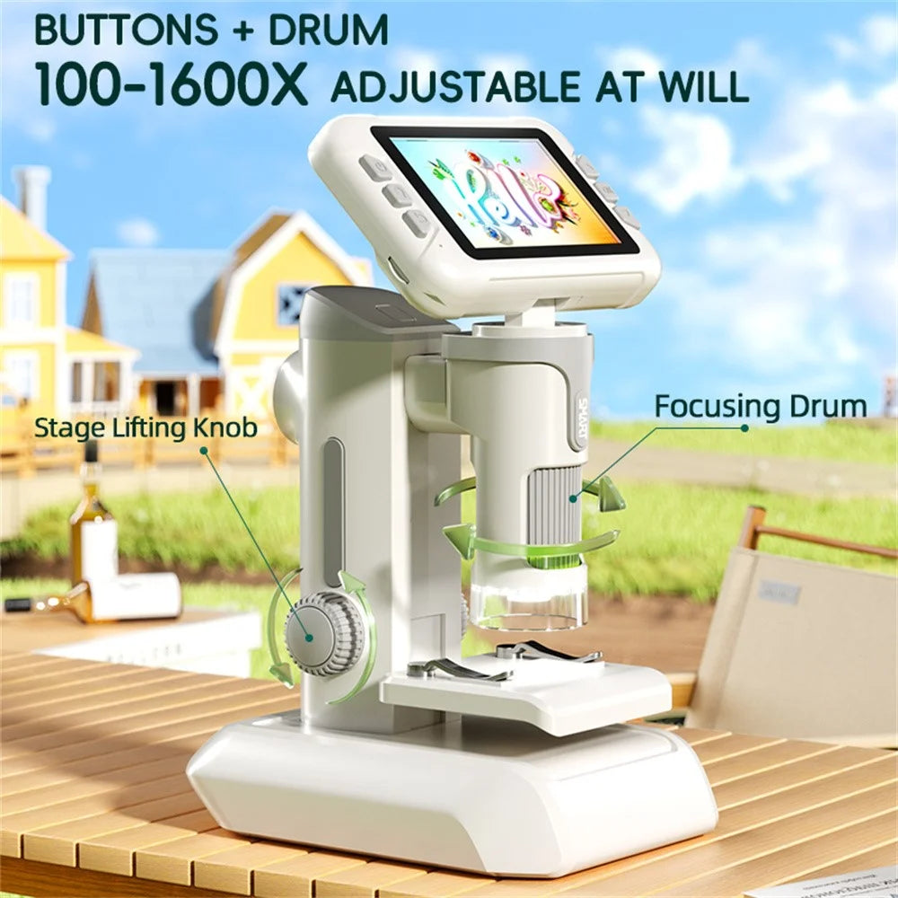 P01 4.0 inch HD Digital Microscope Science Experiment Kit Gift for Children Photo Video Capture Object Observation - Green - 6