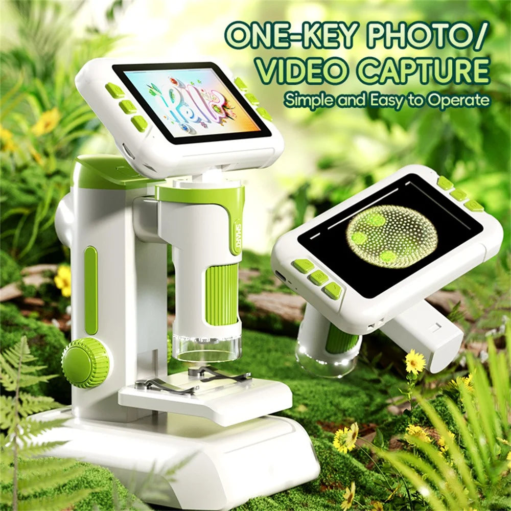 P01 4.0 inch HD Digital Microscope Science Experiment Kit Gift for Children Photo Video Capture Object Observation - Green - 7