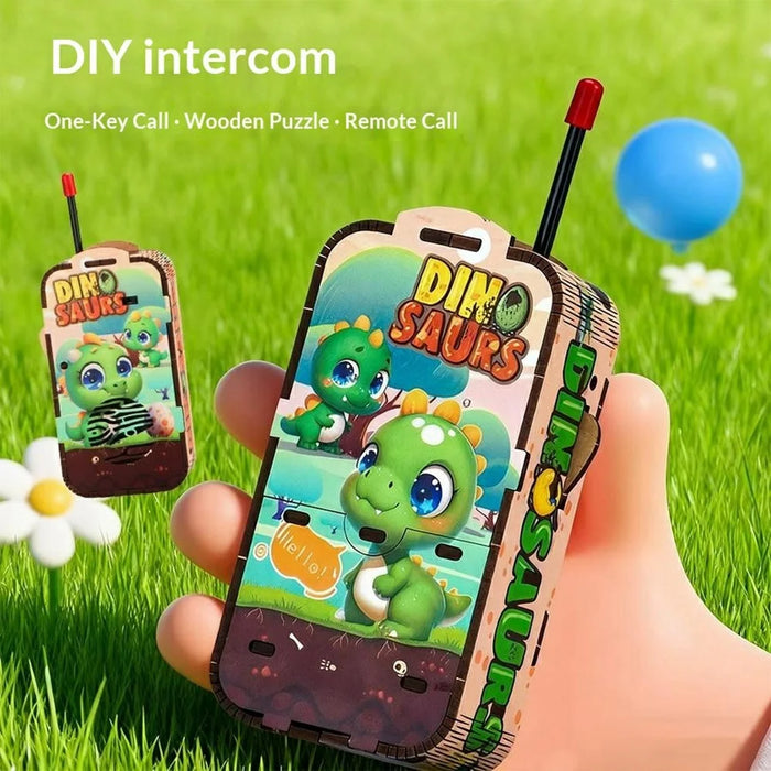 MQ-16 / 17 Kids DIY Walkie Talkie Building Kit STEM Educational Gift Self-Assembly Electronic Model Toy - Dinosaur Pattern - 2