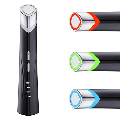 2405 EMS Microcurrent Eye Beauty Device with Hot Compress LED Vibration Eye Skin Care Wand - Black - 1