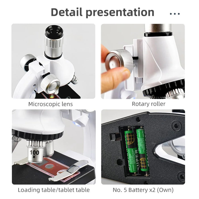 Children Microscope 1200X Magnification Tool Elementary School Student STEM Science Experiment Boys Girls Educational Toy - 2232 - 3