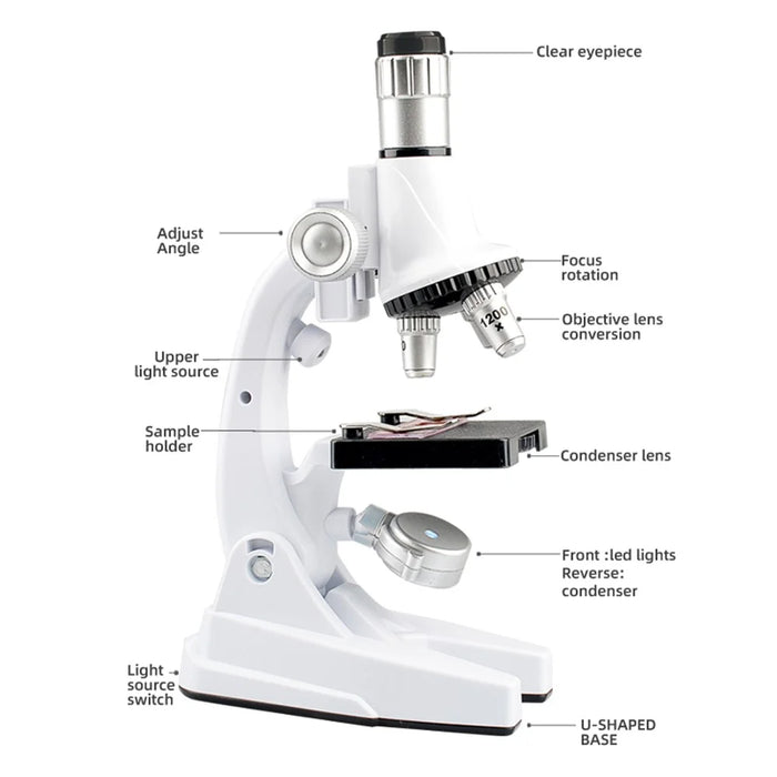 Children Microscope 1200X Magnification Tool Elementary School Student STEM Science Experiment Boys Girls Educational Toy - 2232 - 4