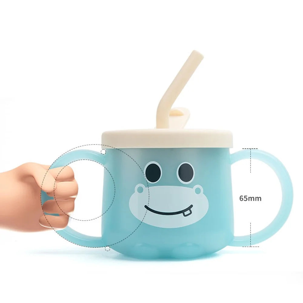 Scale Design Stainless Steel Toddler Cup Temperature-sensing Kids Milk Mug with Lid and Straw (BPA-Free, No FDA Certified) - Green - 2
