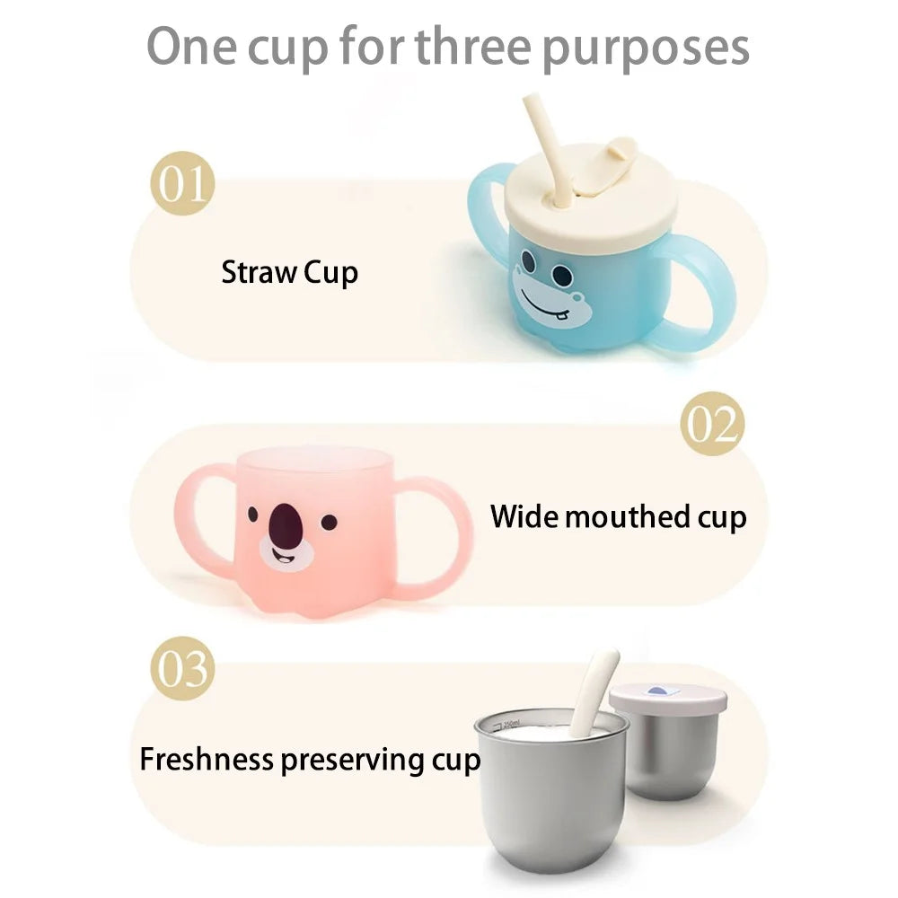 Scale Design Stainless Steel Toddler Cup Temperature-sensing Kids Milk Mug with Lid and Straw (BPA-Free, No FDA Certified) - Green - 6